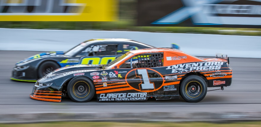 Inventory Express car racing at Delaware Speedway in London, Ontario.